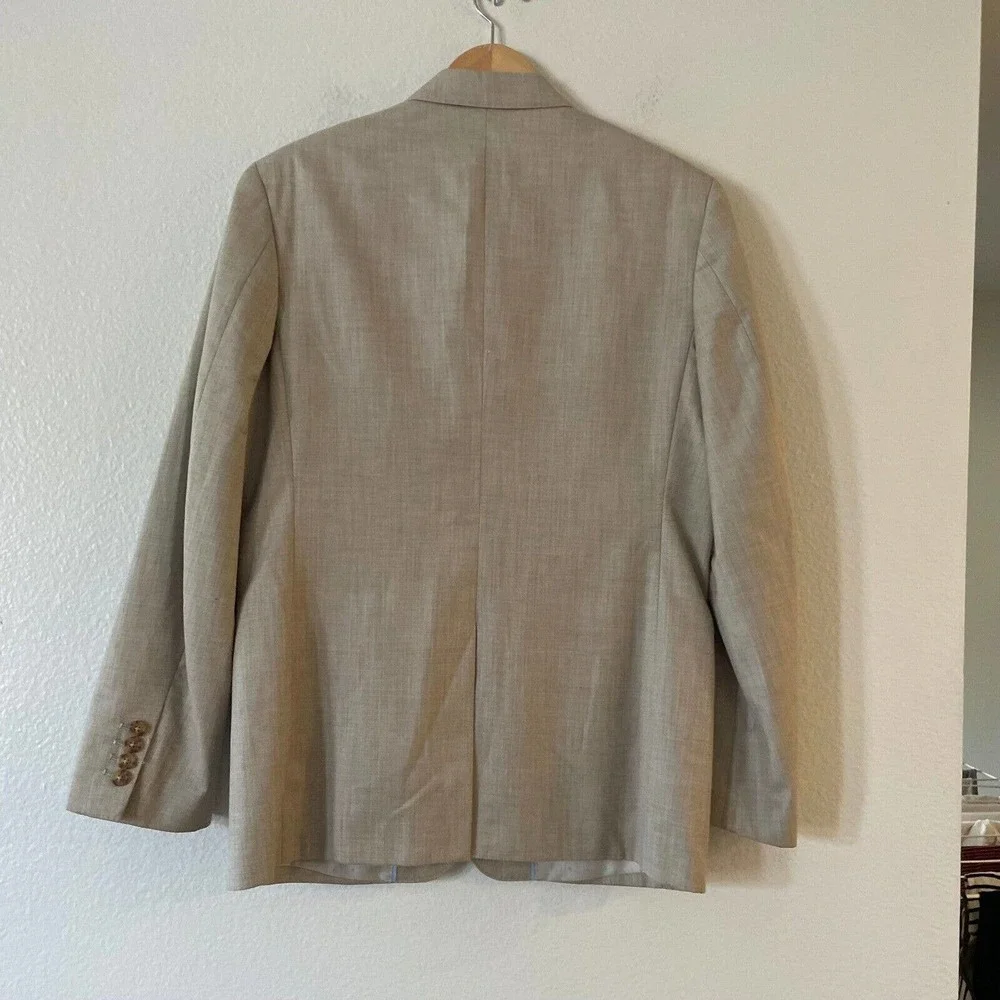Perry Ellis Size 40 Regular Herringbone‎ Suit Blazer Jacket Two-Button Beige